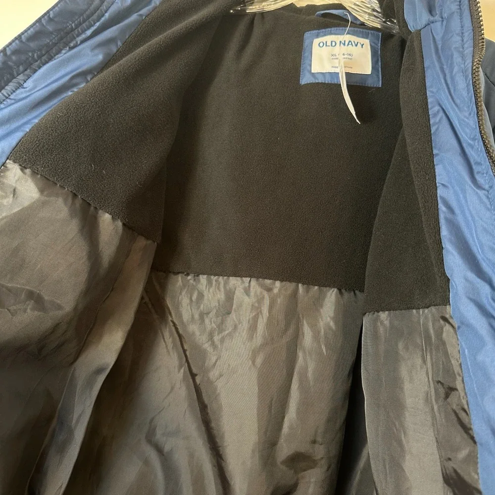 Old Navy Boys XL 14-16 Navy Blue Water-Resistant Hooded Puffer‎ Jacket NWT